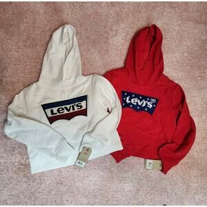 Levi's NWT lot of 2 Chenille patch logo long sleeve hooded sweatshirt girl's Med